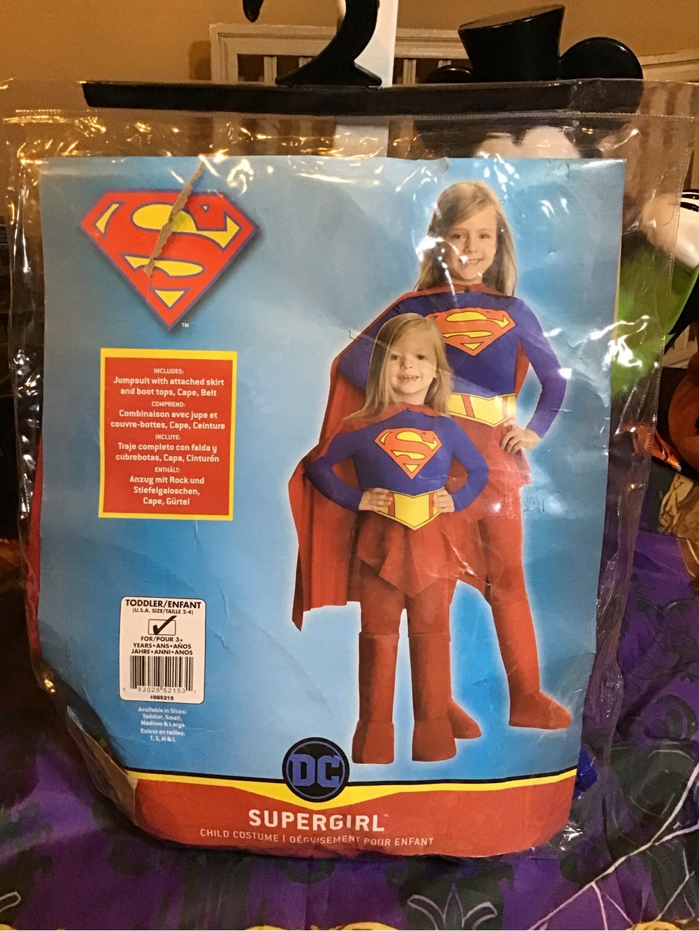Dc comics supergirl girls costume size toddler 2-4
